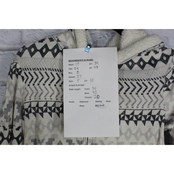 VICTORIA'S SECRET White Snowflakes Fleece Hooded Cozy Jumpsuit Size L - Picture 9 of 9